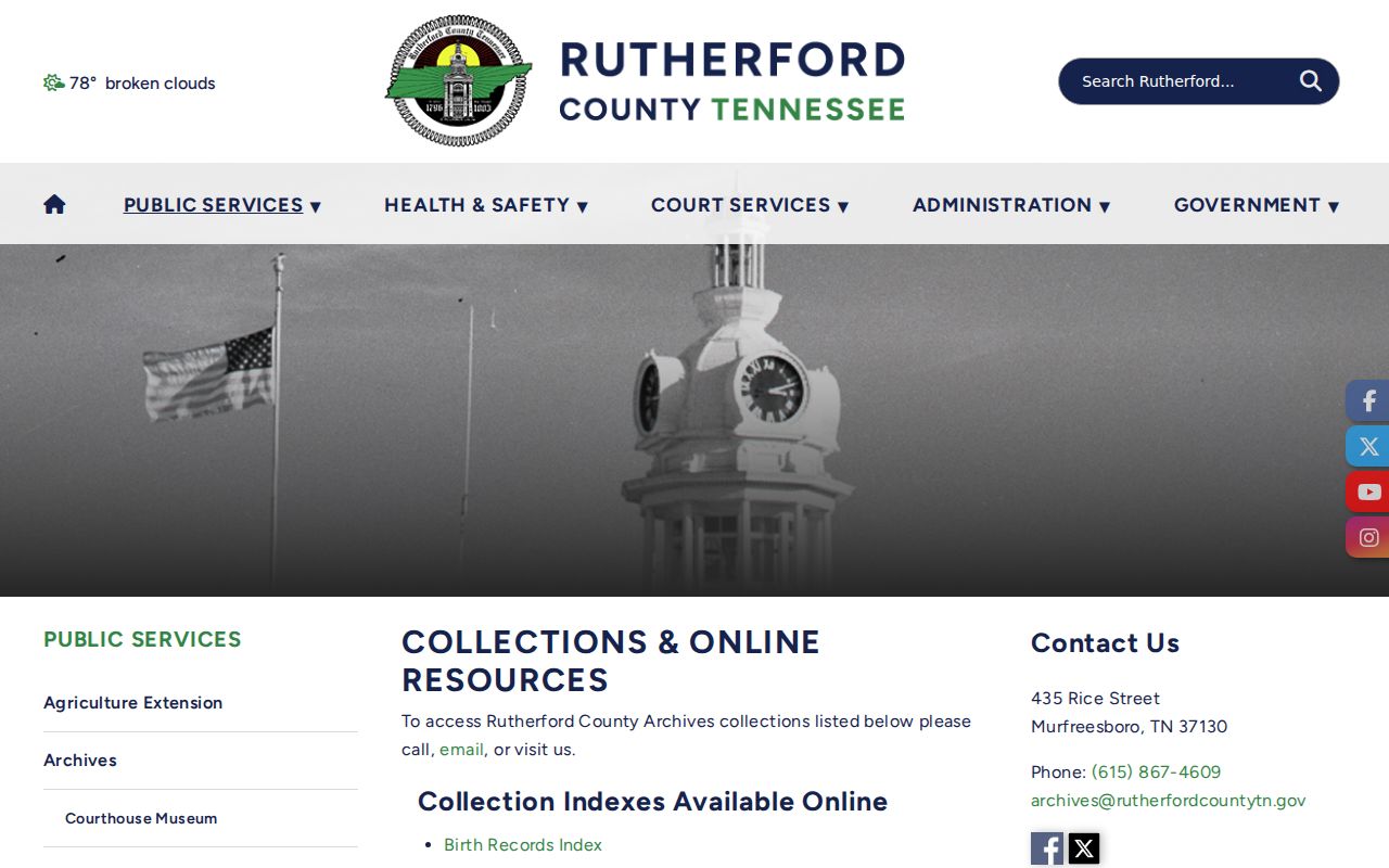 Murfreesboro people search in Rutherford County Archives indexes