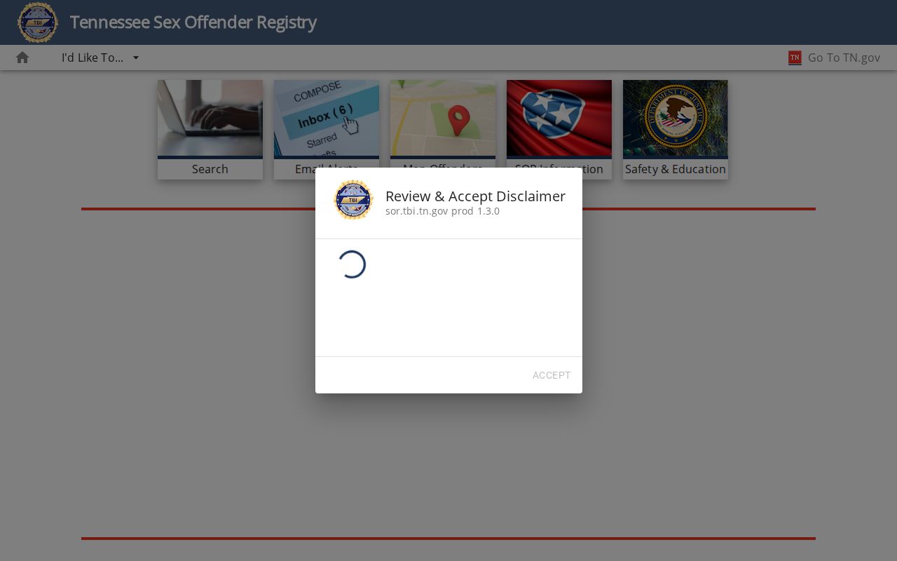 Murfreesboro public records lookup using the TBI registry name and location search